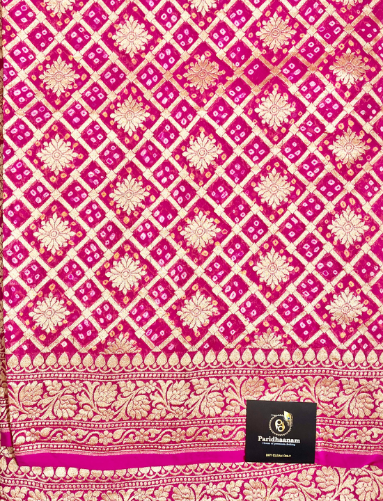 Pure khaddi georgette Rai Bhandhej saree