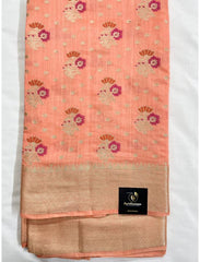 Peach Meenakari 2 Ply Pure Silk Saree