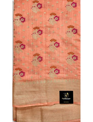 Peach Meenakari 2 Ply Pure Silk Saree