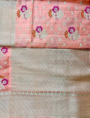 Peach Meenakari 2 Ply Pure Silk Saree