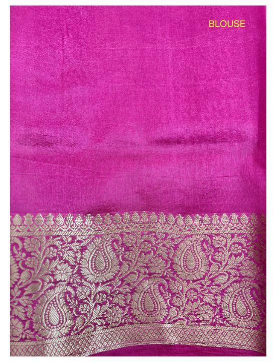 Pistachio Green & Pink 2 Ply Pure Silk Saree