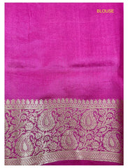 Pistachio Green & Pink 2 Ply Pure Silk Saree