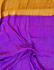 Purple & Mustard Yellow Neemzari Pure Khaddi Chiffon Saree