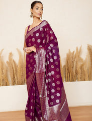 Imperial Purple Crepe Silk Saree