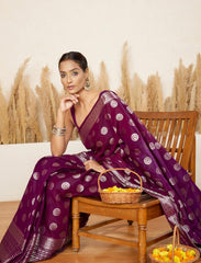 Imperial Purple Crepe Silk Saree