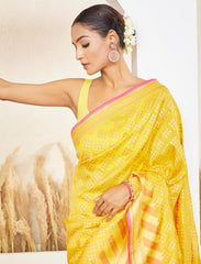 Yellow Handwoven Pure Designer Silk Saree