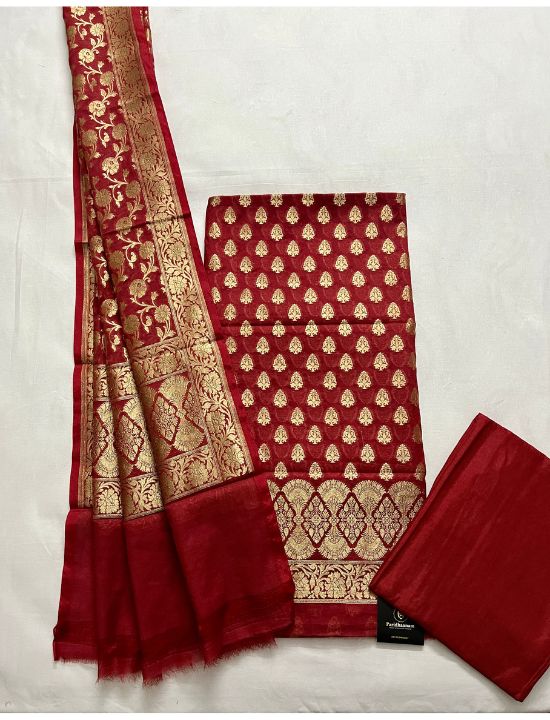 Pure Banarasi style cotton silk suit