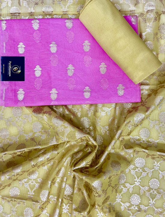 Cotton Silk Suits with Heavy Contrast Dupatta