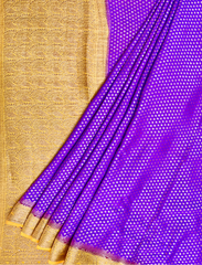 Purple & Mustard Yellow Neemzari Pure Khaddi Chiffon Saree