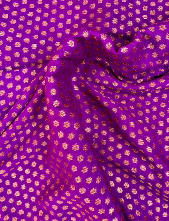 Purple & Mustard Yellow Neemzari Pure Khaddi Chiffon Saree