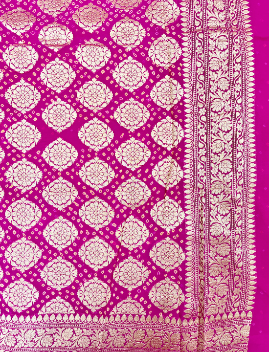 Pure khaddi georgette Rai Bhandhej saree