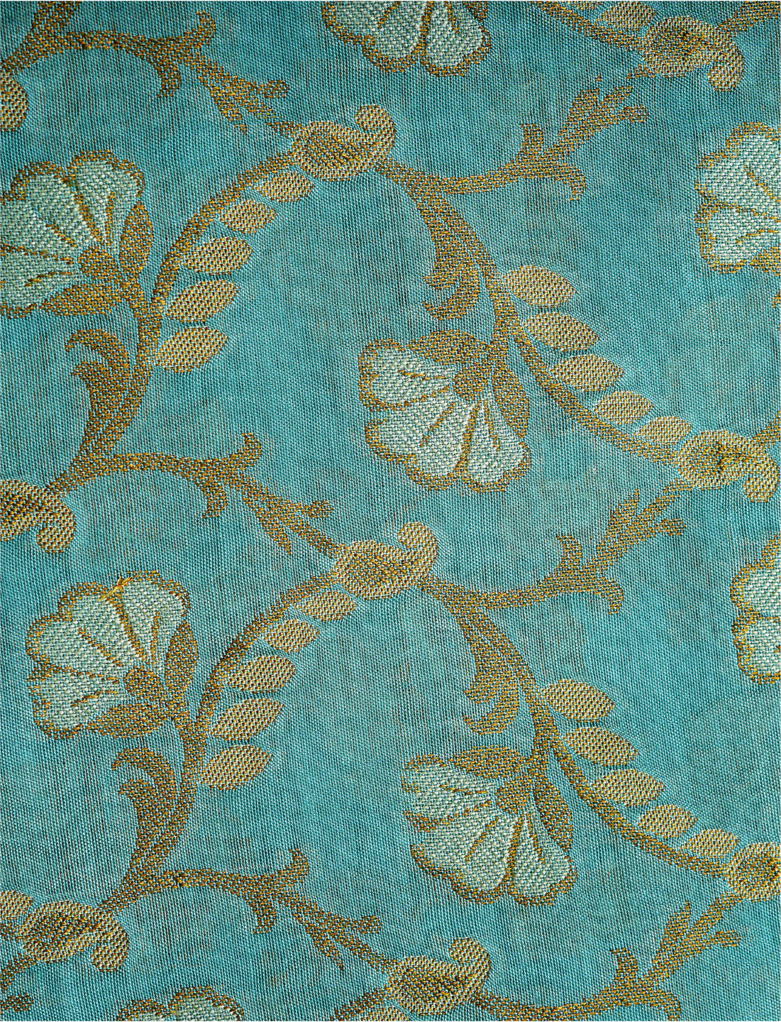 Turquoise Blue Cotton Silk Suit