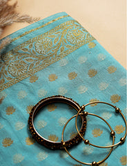 Turquoise Blue Cotton Silk Suit