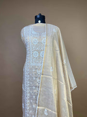 Semi Tissue Chikankari Suit With Exquisite Bead Work