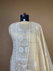 Semi Tissue Chikankari Suit With Exquisite Bead Work