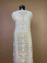 Semi Tissue Chikankari Suit With Exquisite Bead Work