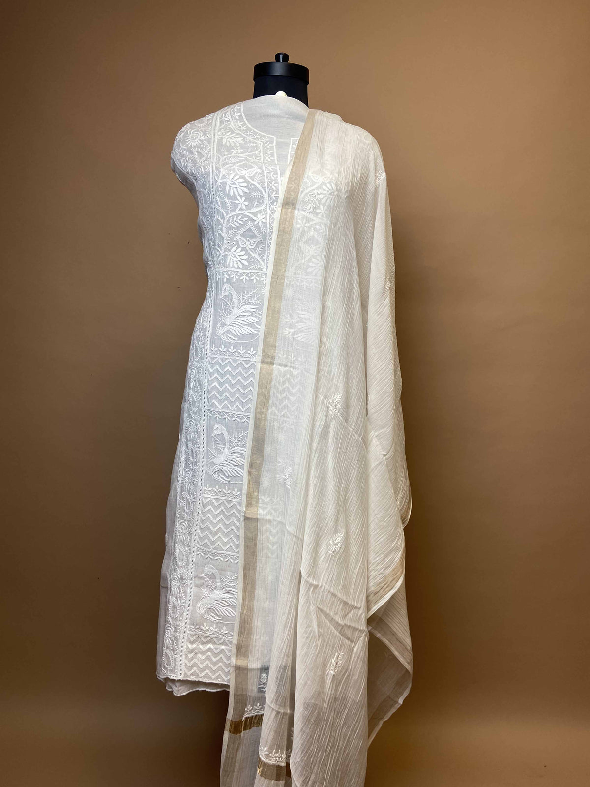 Pure Mulchanderi Chikankari Suit