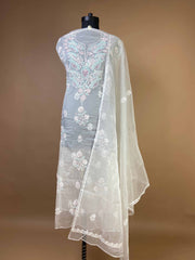 Semi Organza Suit with Chikankari And Bead Work