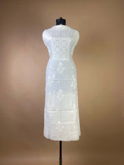 Pure Mulchanderi Chikankari With Beautiful Neckline And Added Bead Work