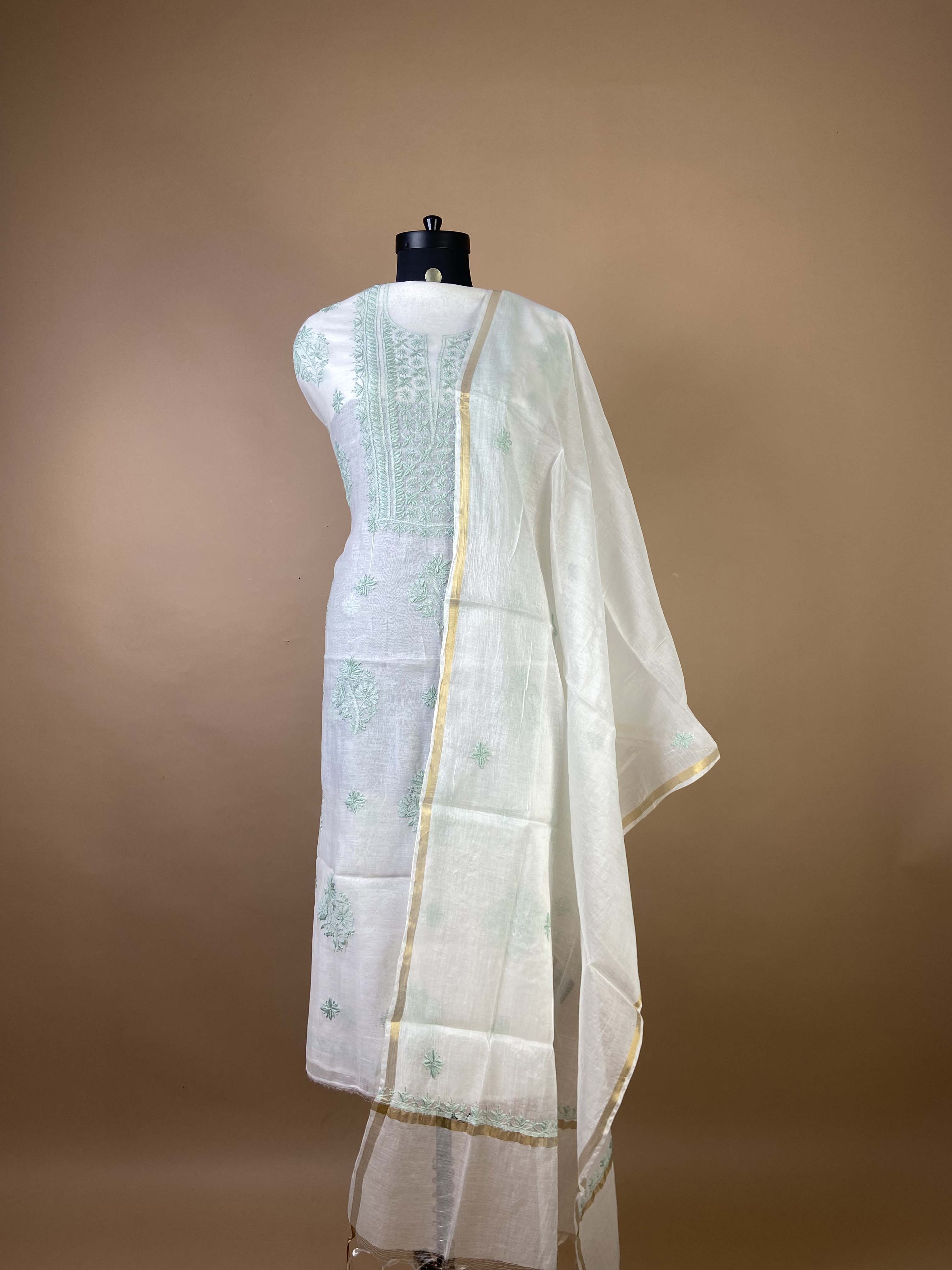 Pure Mulchanderi Chikankari Suit