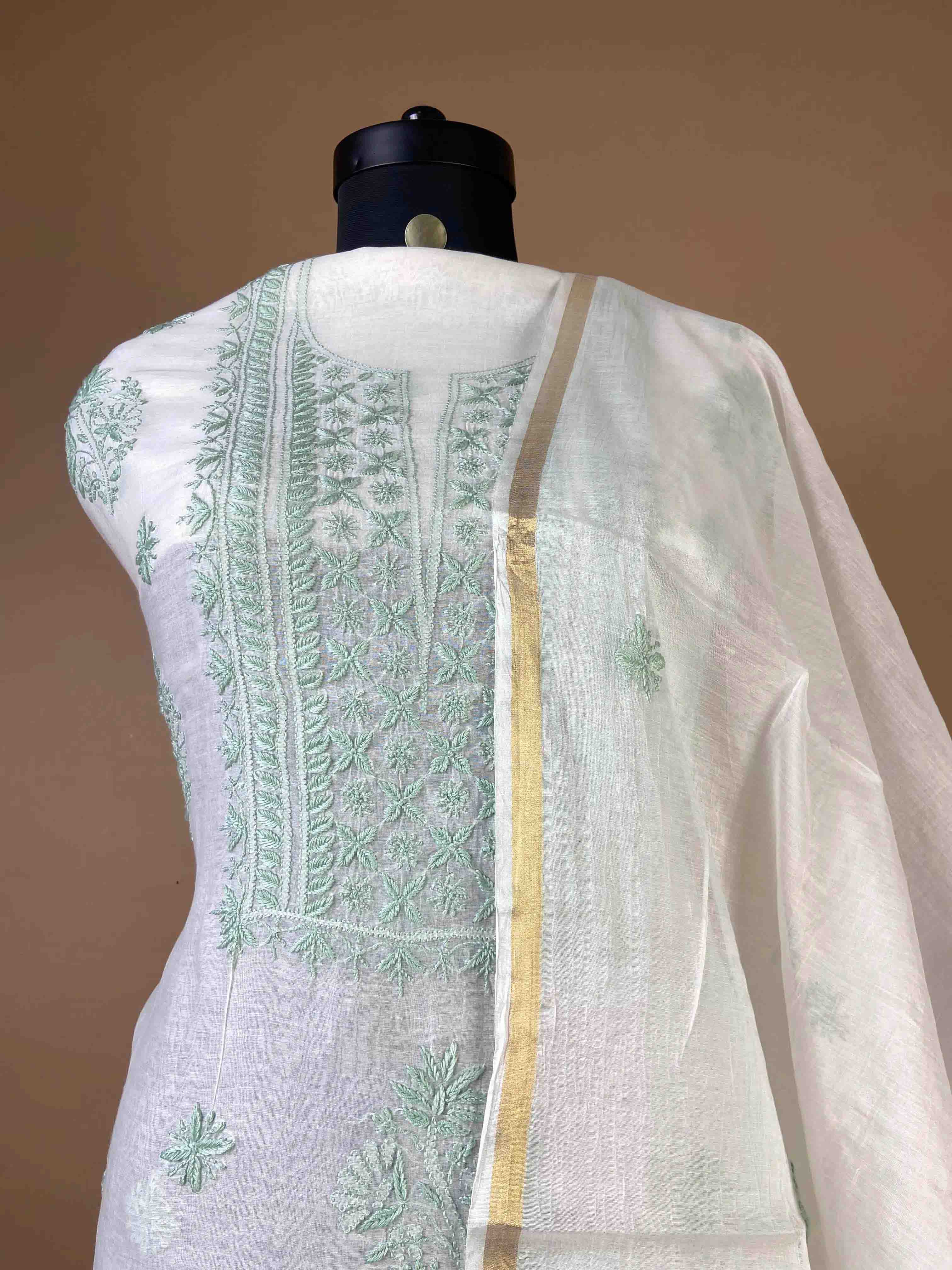 Pure Mulchanderi Chikankari Suit