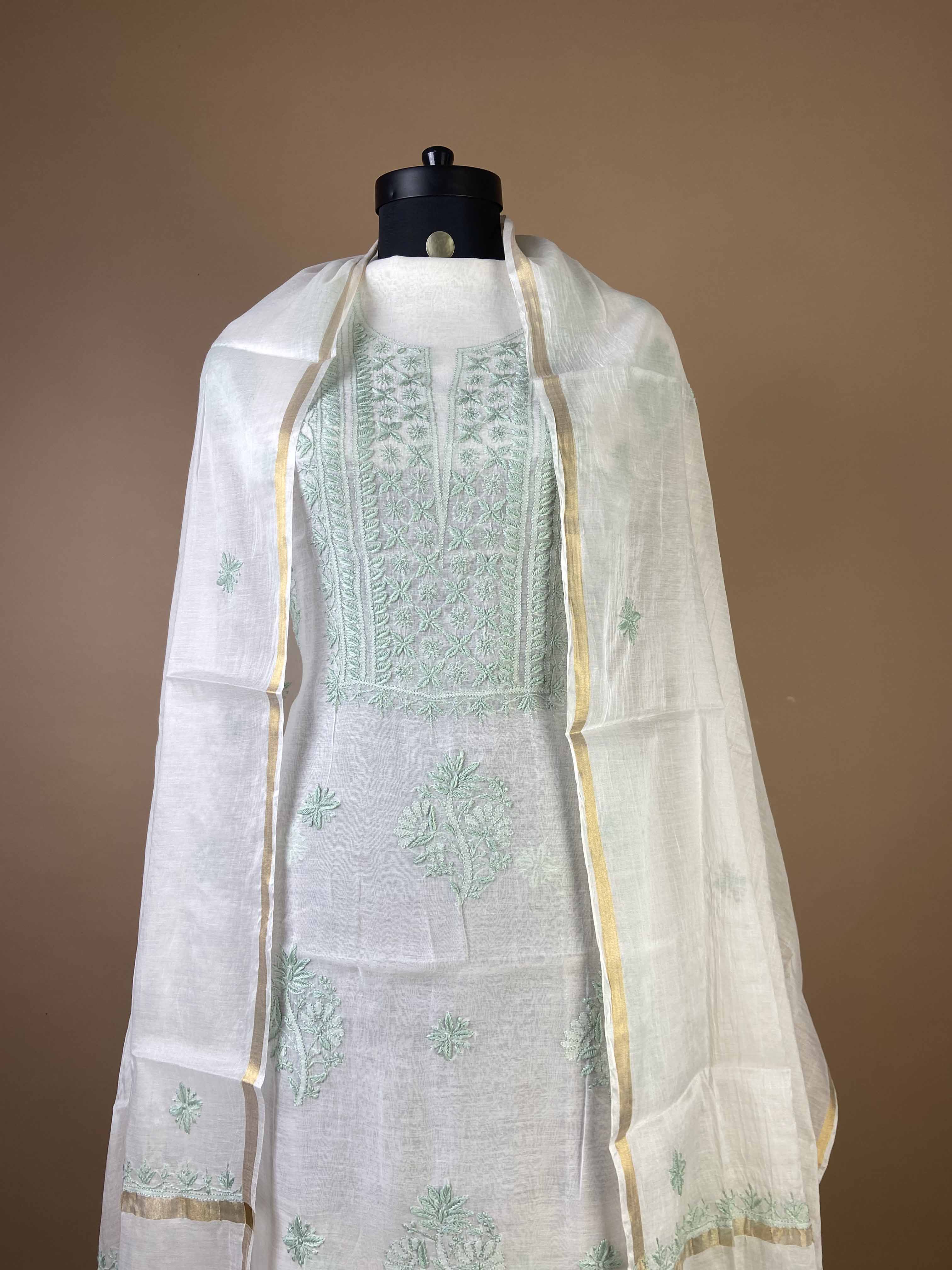 Pure Mulchanderi Chikankari Suit