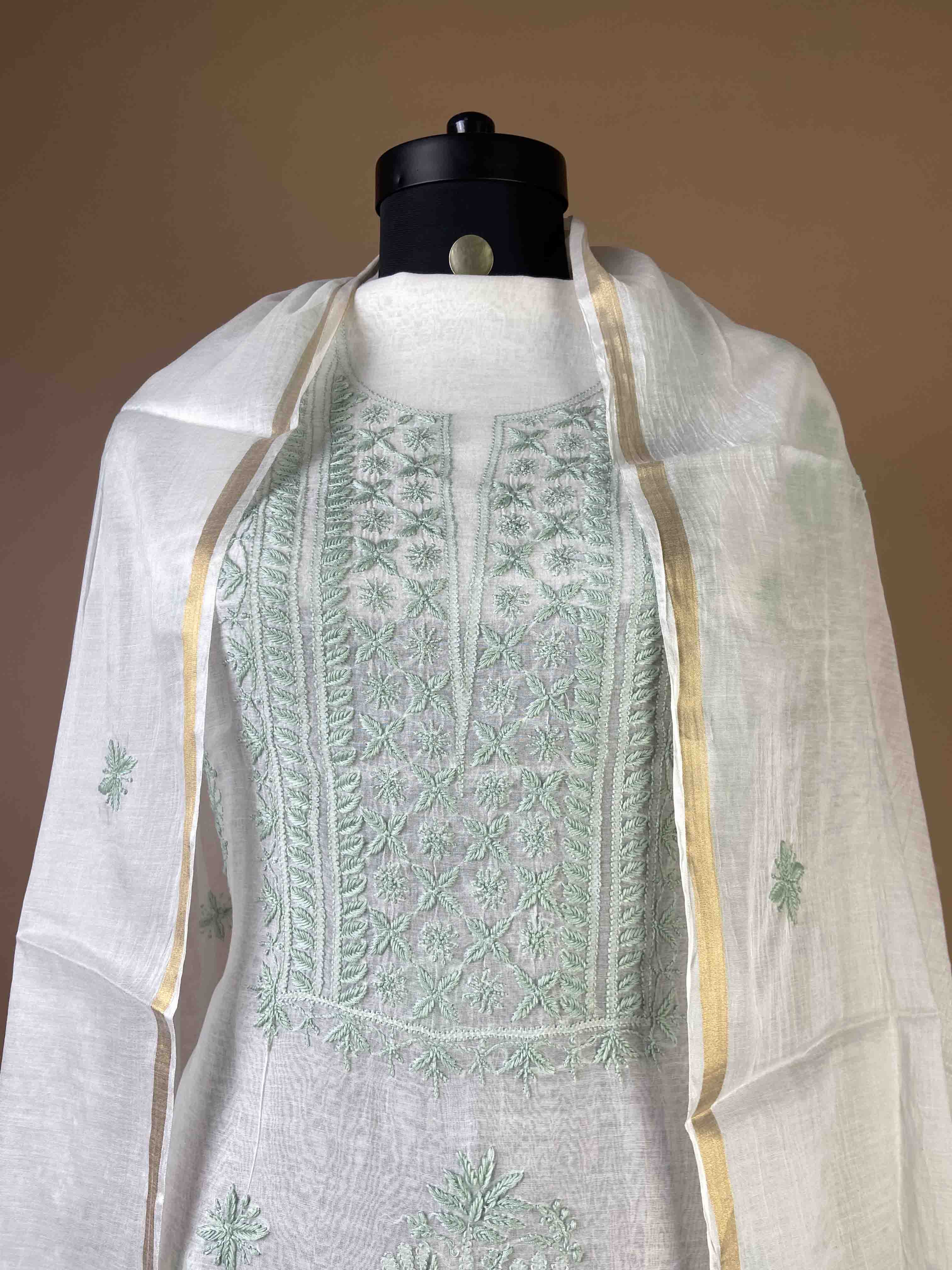 Pure Mulchanderi Chikankari Suit