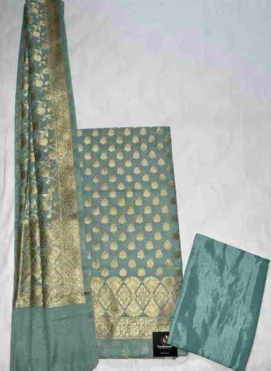 Pure Banarasi style cotton silk suit